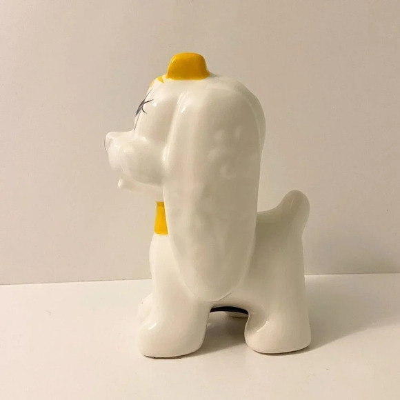 Vintage Giftcraft Dog Coin Bank Yellow Bowtie  6 Inch Tall Puppy Figurine Taiwan - Picture 3 of 15